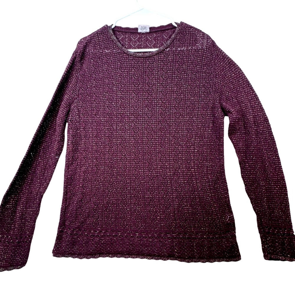 CP Shades Sweater Womens S Purple Cotton Lurex Sparkle Knit Coastal Shimmer